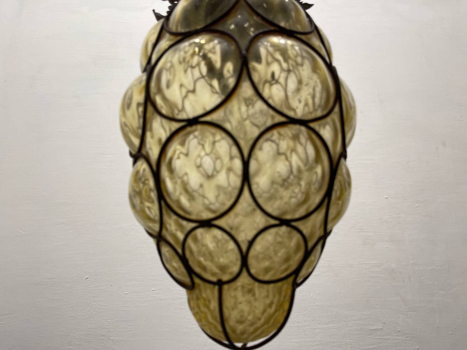 Wrought Iron Murano Glass Light Pendant 1950’s