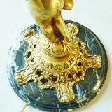 Candelabra, 6-pointed candlestick, marble, bronze, putti decoration, putto