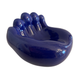 Ceramic ashtray, blue hand shape