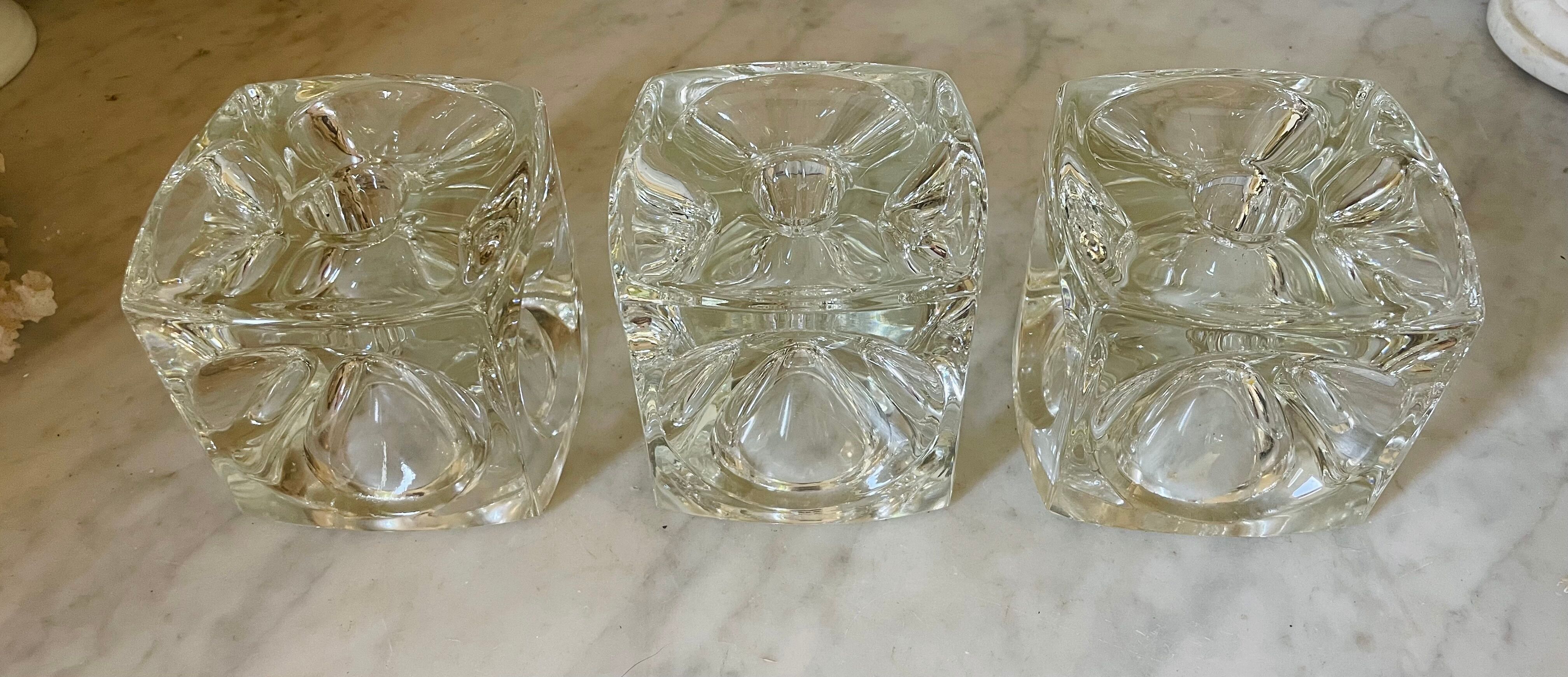 "Ice Cube" candle holders in solid glass attributed to Peill & Putzler - All