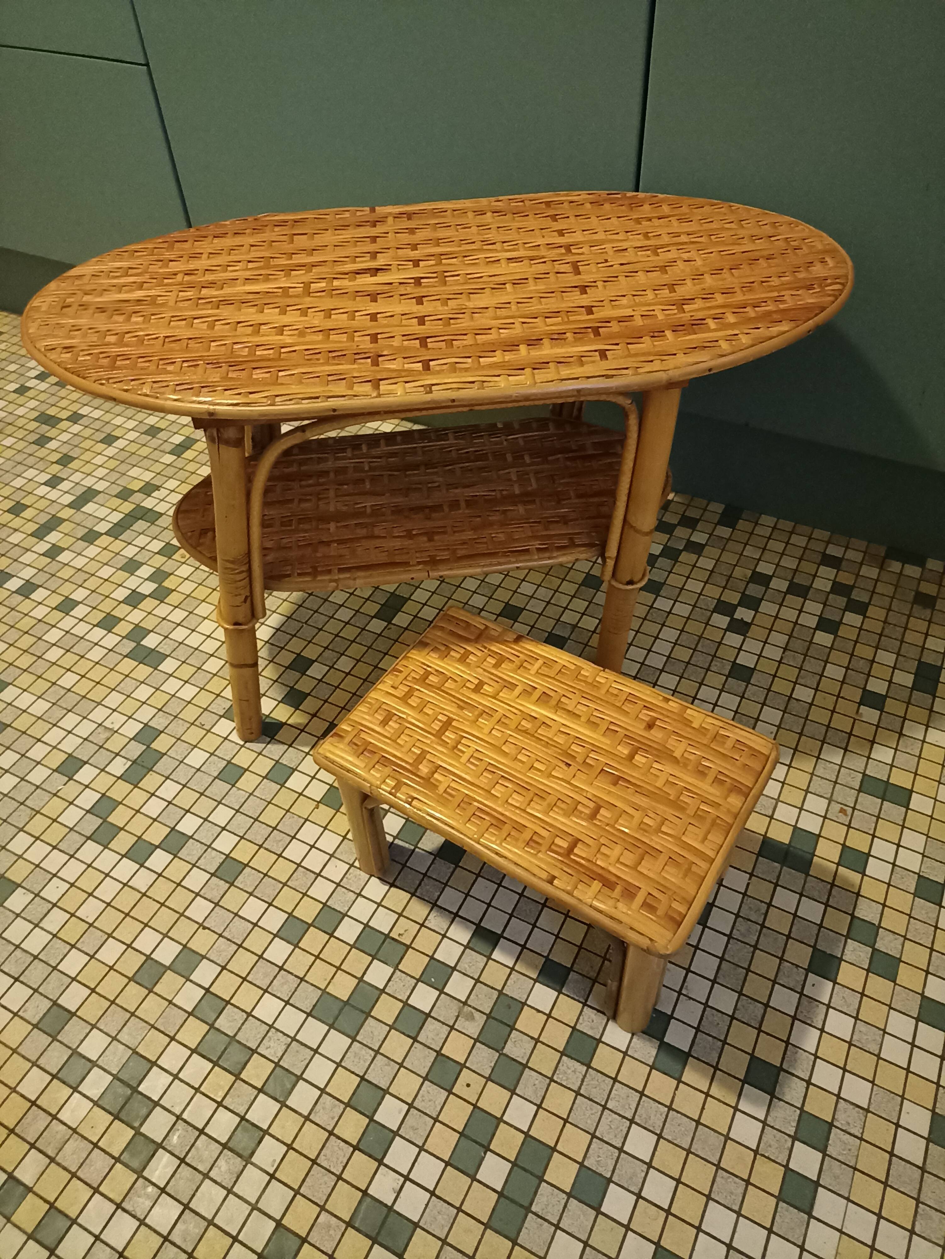 Rattan and wicker table set