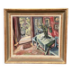 Oil on panel by Swedish artist – "Interior with figure" by Olle Nordberg (1905–1986) – 1944 – vintage and framed – 40×46 cm (15.7"×18.1")