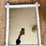 Large bamboo-style wooden mirror