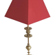 Duo de lampes en laiton abat-jour rouge