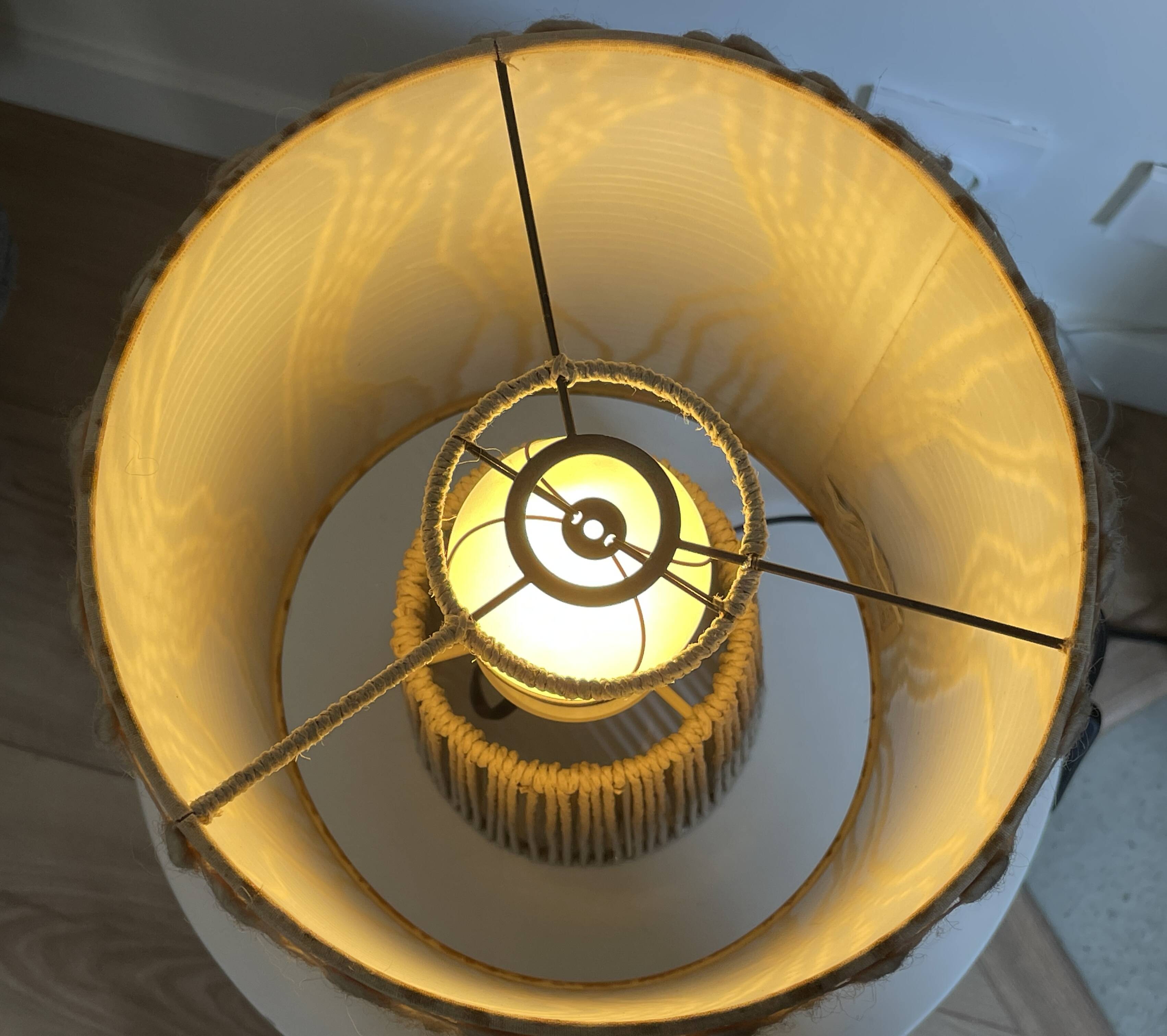 Bohemian table lamp, handcrafted lampshade signed Atelier Marmotte.