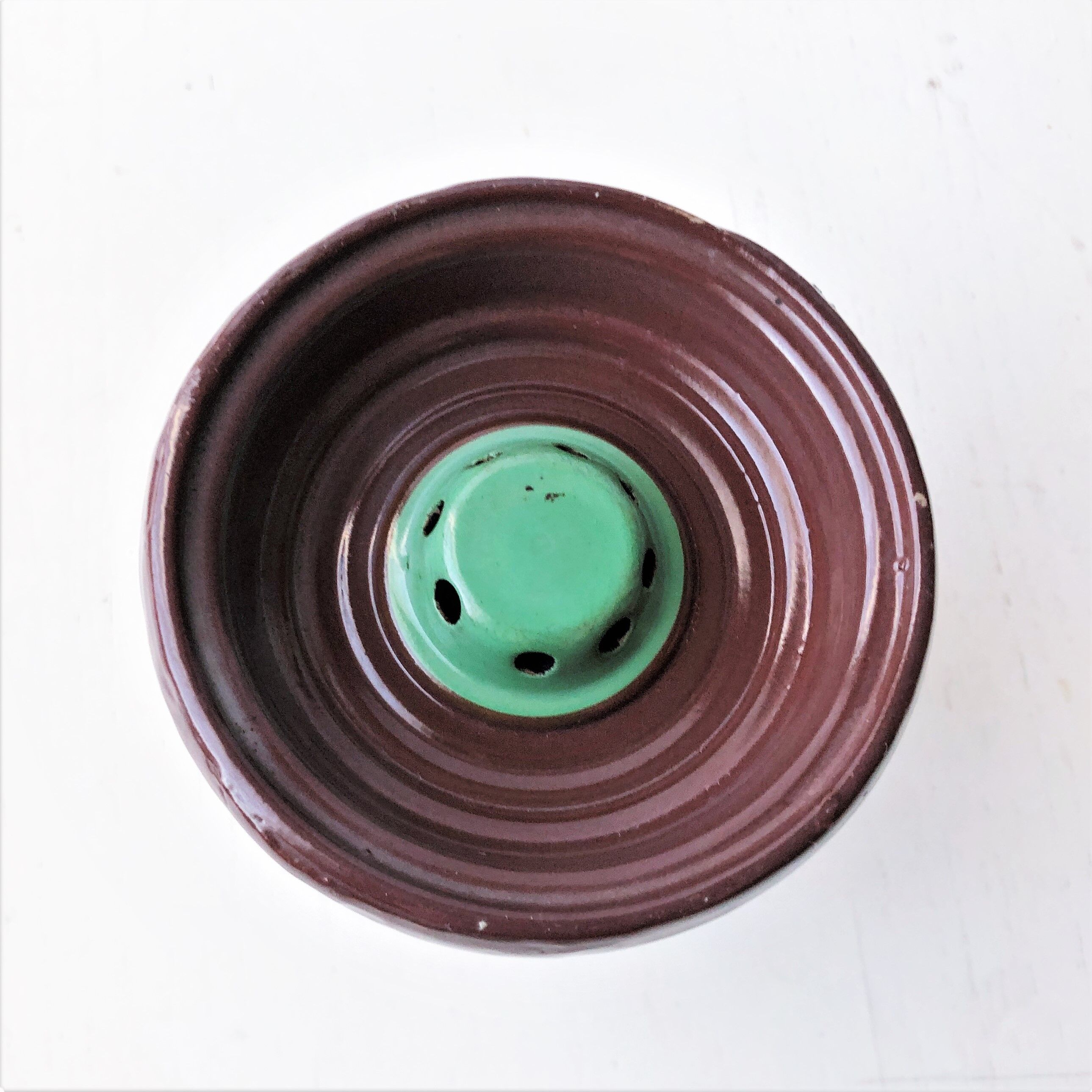 Handmade glazed ceramic candle holder