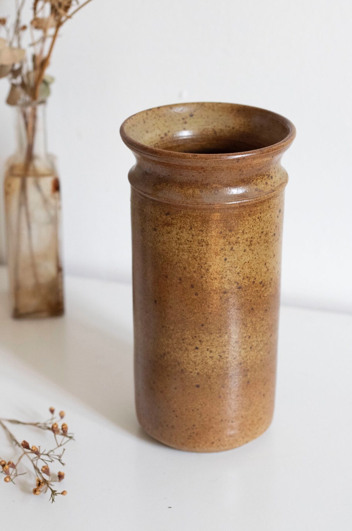 Vintage stoneware vase signed