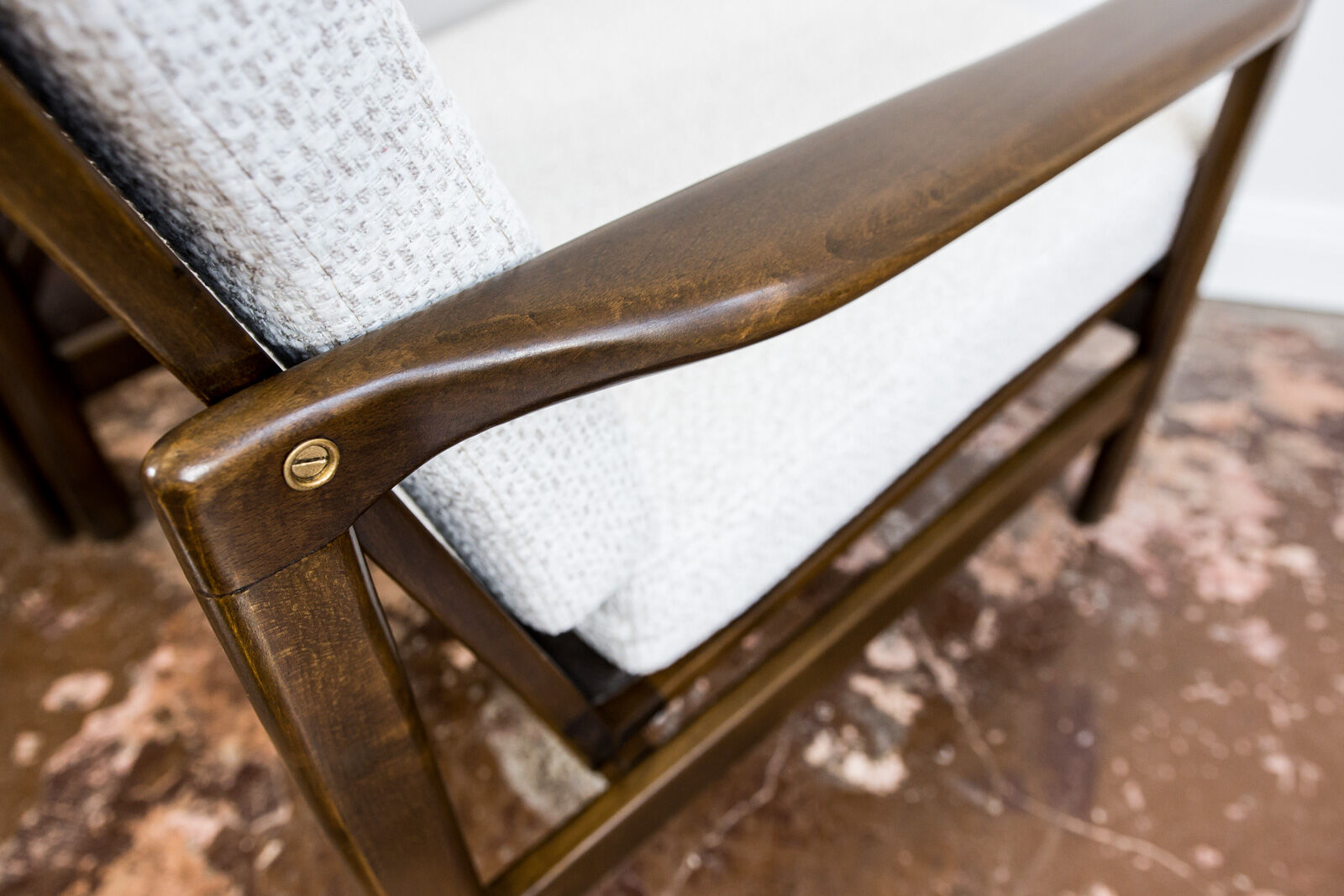 Pair of Restored White Grey B-7522 armchairs by Zenon Bączyk, 1960’s