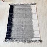 Black and white wool kilim rug 240 x 156