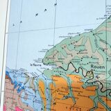 Old map of France Paris basin 43x43cm from 1950