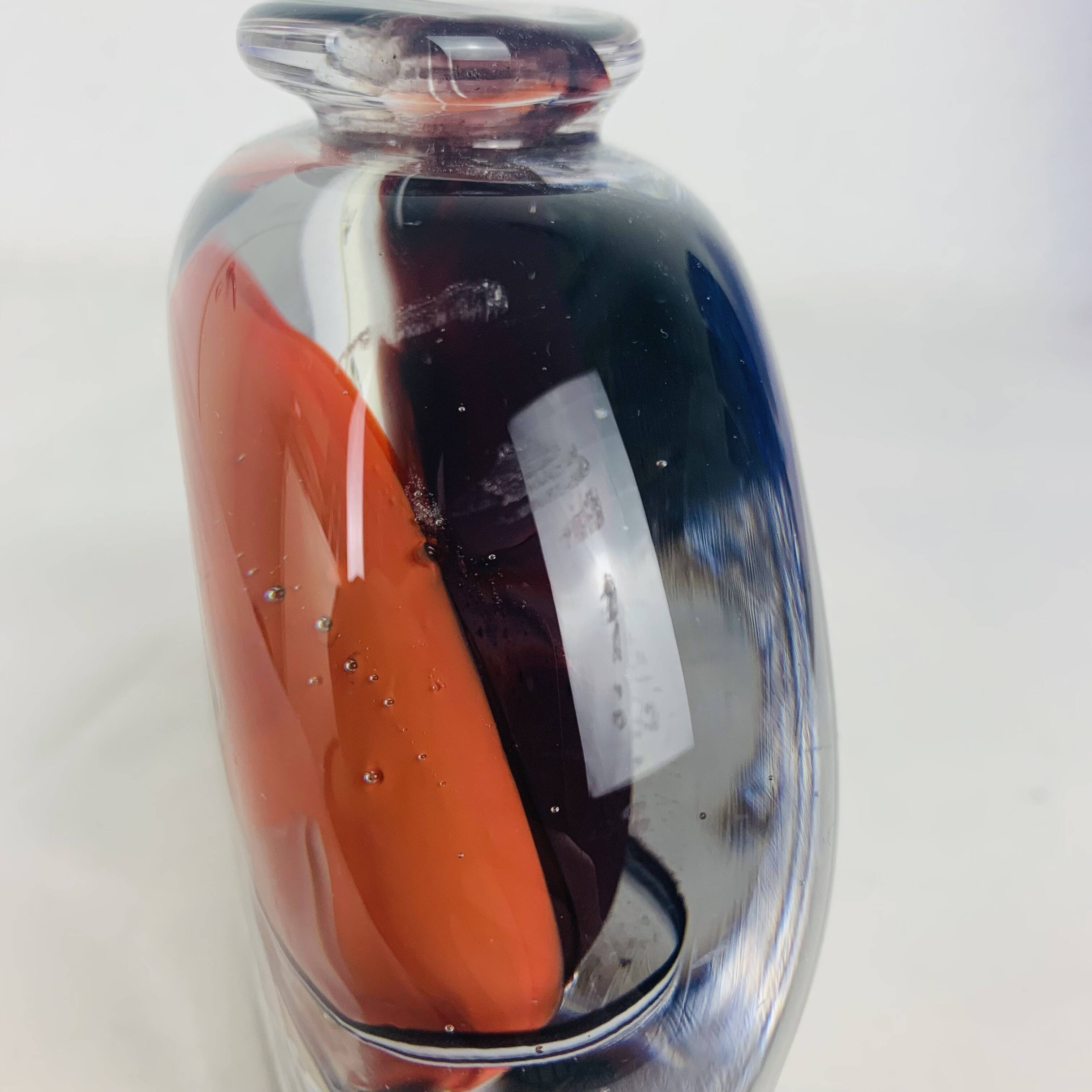 Blown glass vase by François Le Lonquer 1985