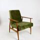 Armchair 'Lis', 1970s olive green design by Henryk Lis - natural wood