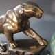 Panther desk lamp in spelter on a black and white marble base 1925