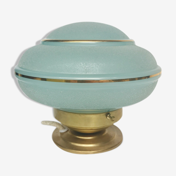 Table lamp in blue granite glass and golden border