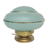Lampe à poser en verre granite bleu et liseré doré