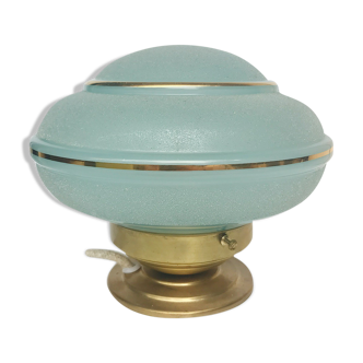 Table lamp in blue granite glass and golden border