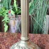 Ancienne petite Lampe à pétrole electrifiée abat jour monogrammé