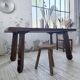 Brutalist oak table by De Puydt, Belgium 1970
