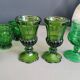 Set of 6 green molded glass glasses