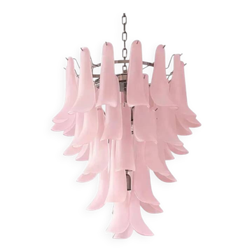 Lustre contemporain en verre de Murano « Selle » rose givré, style Mazzega