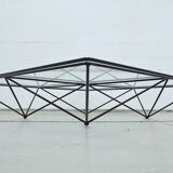 Minimalistic Paolo Piva 'Alanda' black glass coffee table for B&B Italia, 1980