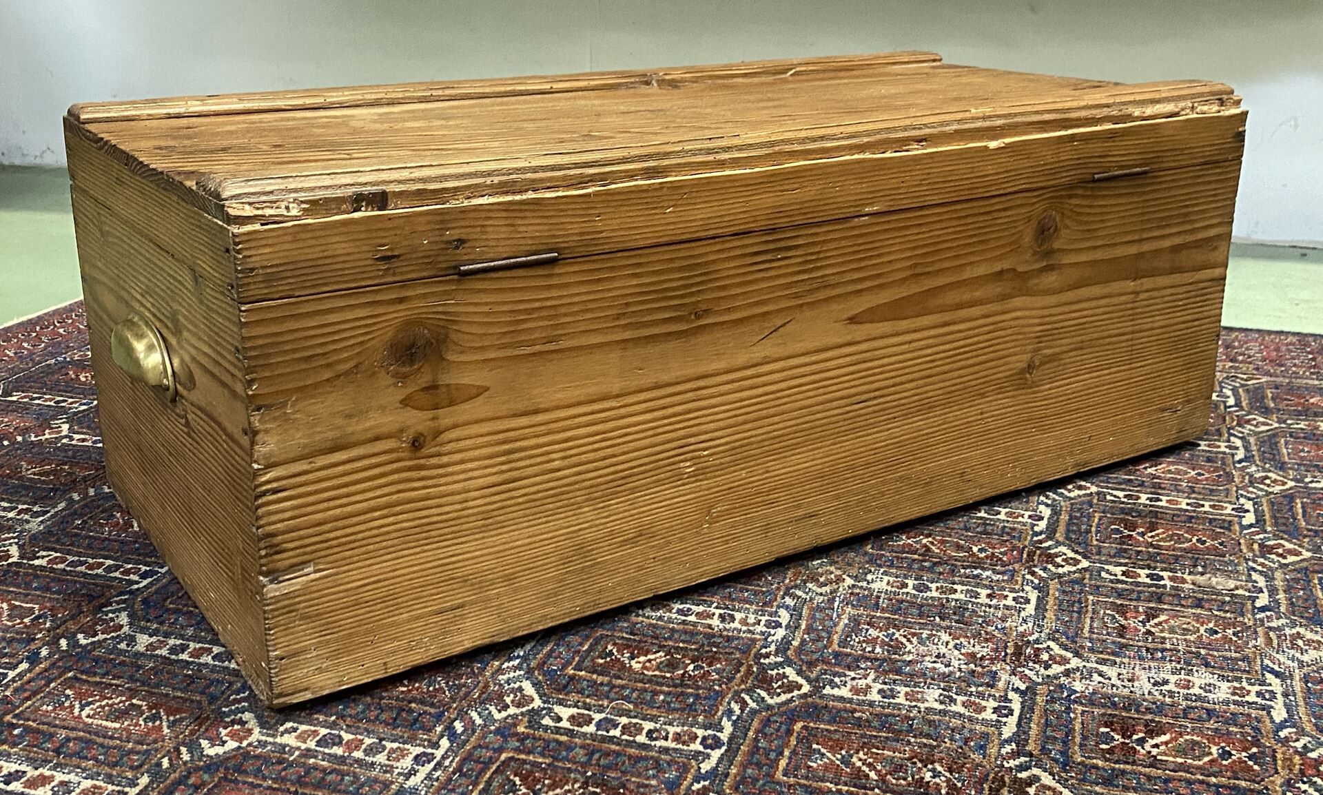 Early 20th century fir box with brass handles