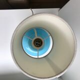 Lamp with blue opaline feet and textured conical lampshade 60s-70s