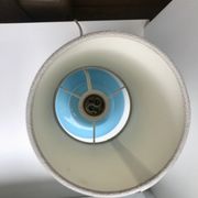 Lamp with blue opaline feet and textured conical lampshade 60s-70s