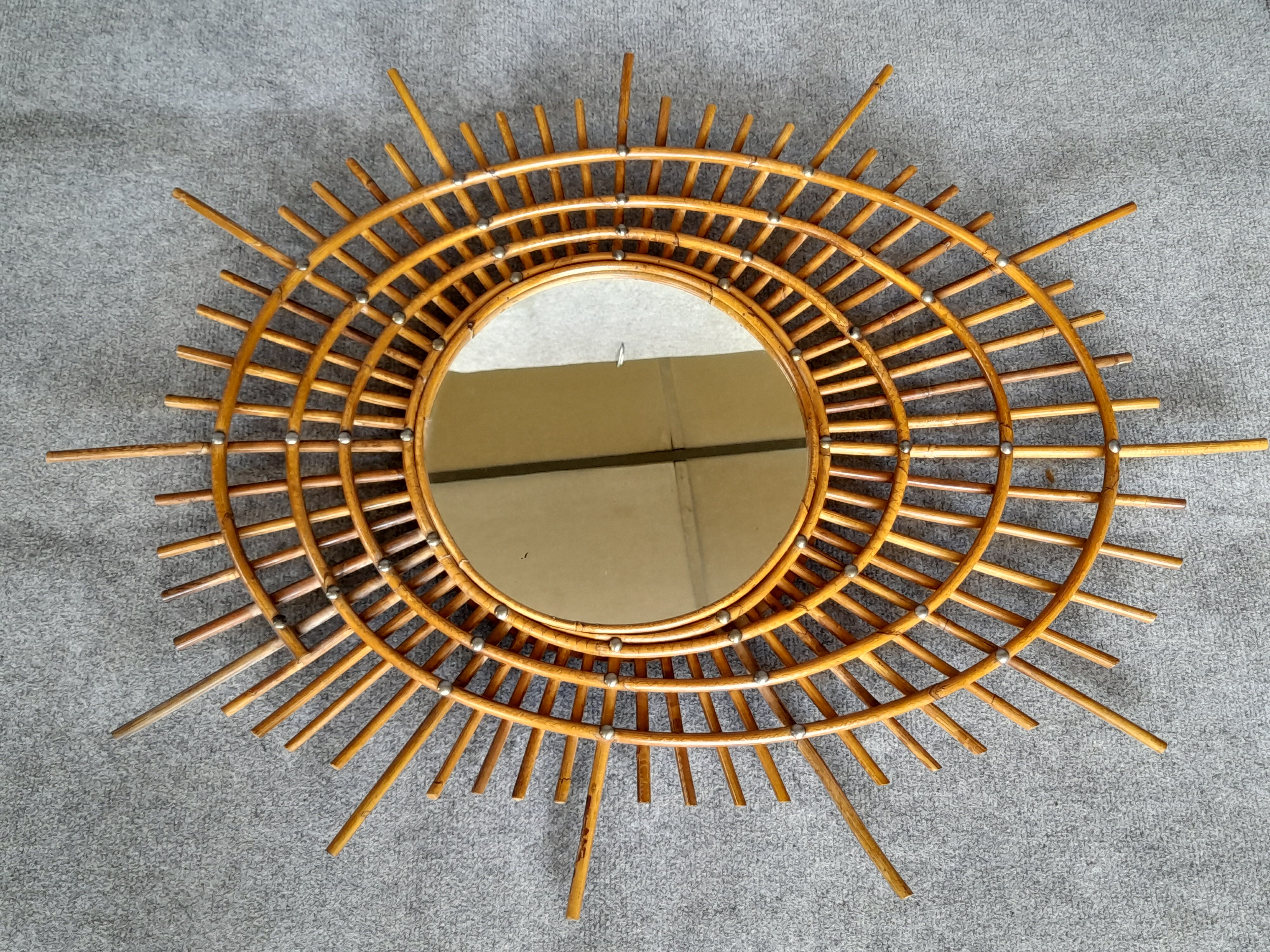 Vintage rattan mirror (known as ORTF)