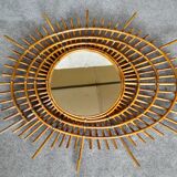 Miroir vintage en rotin ( dit ORTF )