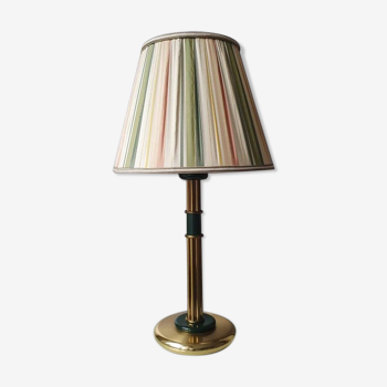 Lampe en laiton avec capuchon plissé, années 70, Hollywood Regency