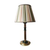 Brass lamp with pleated cap, 70s, Hollywood Regency
