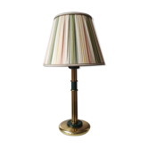 Lampe en laiton avec capuchon plissé, années 70, Hollywood Regency