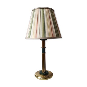 Brass lamp with pleated cap, 70s, Hollywood Regency