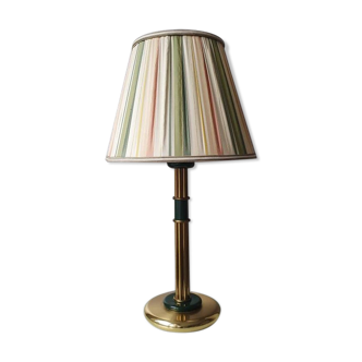 Lampe en laiton avec capuchon plissé, années 70, Hollywood Regency