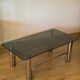 Vintage coffee table in chrome metal and smoked glass, 1970s