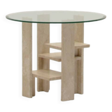 Travertine side table by Willy Ballez, 1970s Belgium.