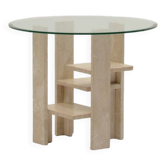 Table d'appoint en travertin de Willy Ballez, Belgique des années 1970.