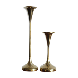 Scandinavian brass midcentury candle holders, 1950s