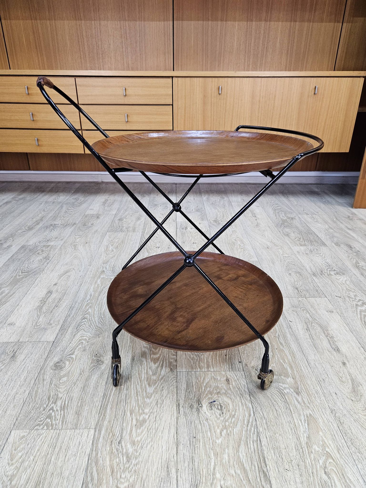 Bar cart, åry fanérprodukter, nybro, teak, sweden, 1960s