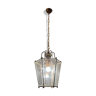 Bronze Glass Light Pendant Lantern, 1950s