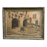 Painting Saint Paul de Vence, the old fountain, 20th century