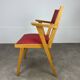 1950s bridge armchair, wood and red imitation leather