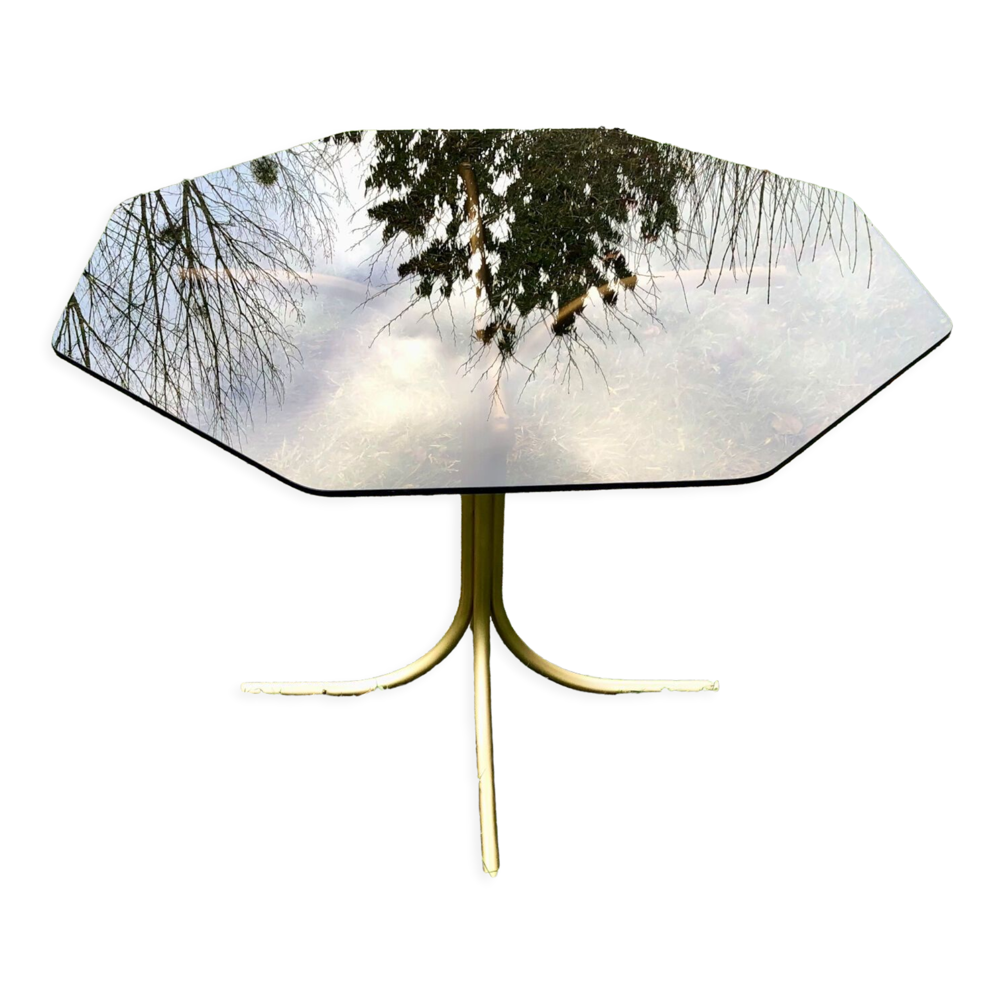 Octagonal table smoked glass