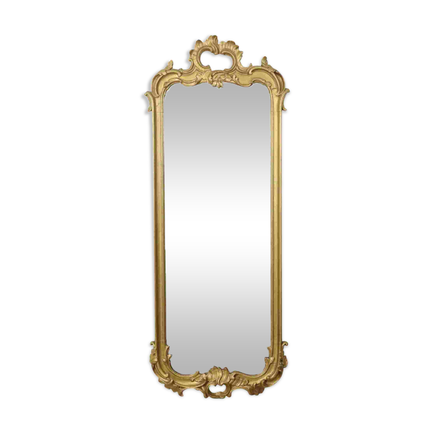 Miroir ancien français doré de style baroque du XIXe siècle 148 cm