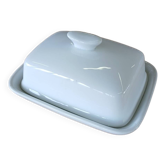 Beurrier en faïence blanche