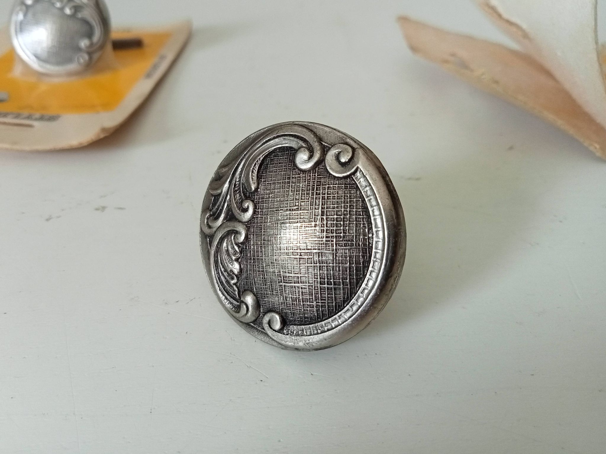 Antique furniture knob, old silver, Louis XV style
