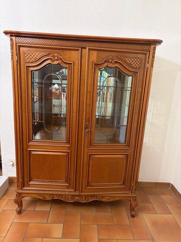 "Display cabinet, Louis XV cherry wood with two doors"