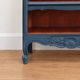 Renovated antique bookcase – Bleu des Vosges library, Libéron and natural wood – H100 cm