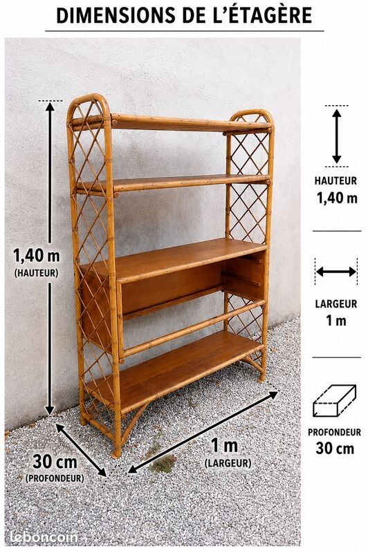 antique rattan shelf